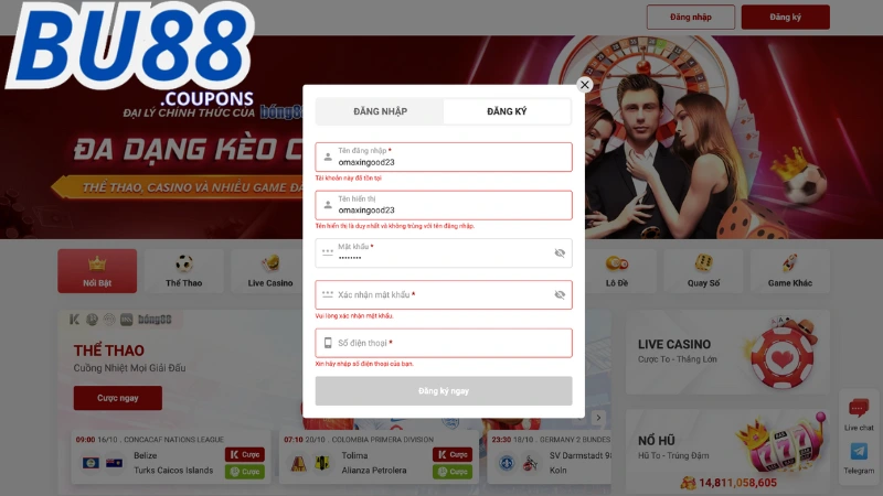 Điều kiện cần thiết khi đăng ký Bu88