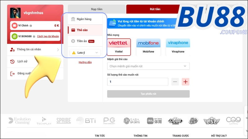 Các Phương Thức Rút Tiền Tại Nhà Cái Bu88